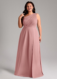 Azazie Phaedra Abiti da Damigella Abito A-Line in Chiffon Monospalla Rosa Polverosa image5