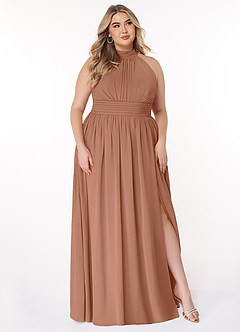 Azazie Iman Bridesmaid Dresses Bronzer A-Line A-Line Ruched Chiffon Dress image11