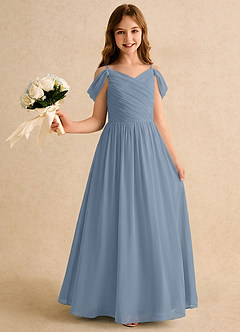 Azazie Chelo Junior Formal Flower Girl Klänningar Klä A-Linje i Chiffong Plisserad image1