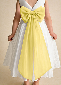 Azazie Margot Flower Girl Dresses Ivory Canary A-Line Pleated Chiffon Dress image8