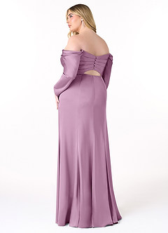Azazie Hallie Bridesmaid Dresses Wisteria Sheath Off-The-Shoulder Long Sleeve Stretch Satin Convertible Dress image10