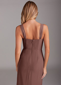 Azazie Denice Vestidos de damas de honor Vestido de Expresado de Gasa de Corte Recto con Plisado image8