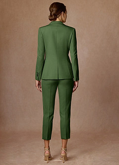 front Kennedy Olive Structured Stretch Pants Suit