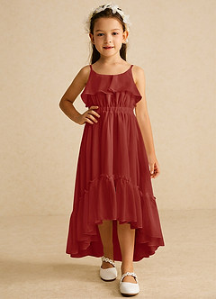 Azazie Karmen Flower Girl Dresses Terracotta A-Line Ruched Chiffon Dress image5