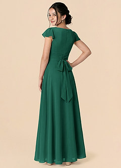 Azazie Payton Emerald A-Line Bow Chiffon Dress image2