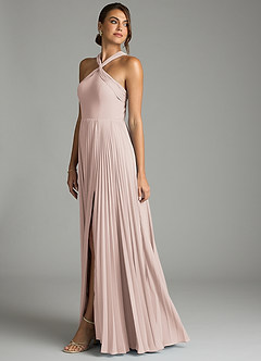 Azazie Afra Abiti da Damigella Abito A-Line in Chiffon Plissettato Petalo Di Rosa image4