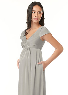 Azazie Allessia Abiti da damigella d'onore premaman Abito A-Line Plissettato Raso Elasticizzato Floor-Length image6