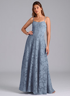Azazie Stasy Jurken voor bruidsmeisjes Jurk van Bloemen Burn-out met A-Lijn Sweetheart Halslijn Stoffig Blauw image4