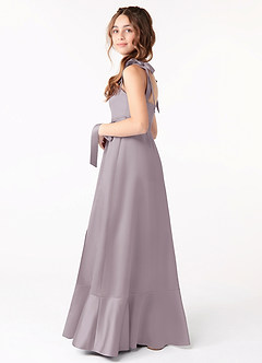 Azazie Barbara Junior Dusk A-Line Bow Matte Satin Dress image2
