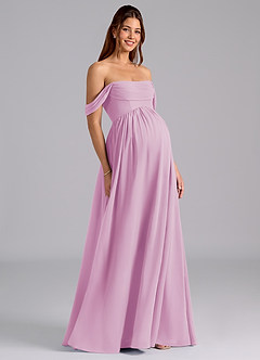Azazie Saige Maternity Bridesmaid Dresses A-Line Pleated Chiffon Floor-Length Dress image1