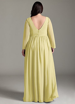 Azazie Teton Maternity Bridesmaid Dresses A-Line Long Sleeve Chiffon Floor-Length Dress image8