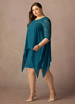 Azazie Flo Mother of the Bride Dresses Ink Blue A-Line Lace Chiffon Dress image9