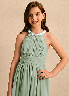 Azazie Aria Girls Formal Flower Girl Klänningar Klä A-Line i Chiffong Plisserad image4