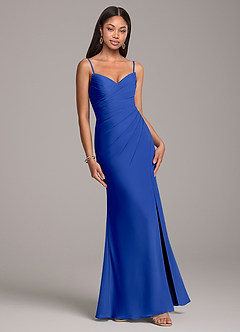Azazie Yola Bridesmaid Dresses Royal Blue Sheath Pleated Chiffon Convertible Dress image5