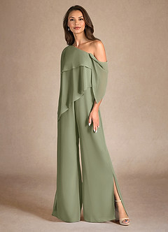 Azazie Halima Mère de la mariée Robes Robe Combinaison/Tailleur Pantalon en Mousseline de soie Fente Latérale Pistache image6