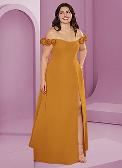 Barbie ♥ Azazie Bridesmaid Dresses Butterscotch A-Line Off the Shoulder Chiffon Convertible Dress image11