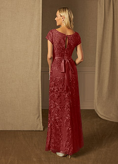 Azazie Dorit Mother of the Bride Dresses Rust Sheath Scoop Lace Dress image2