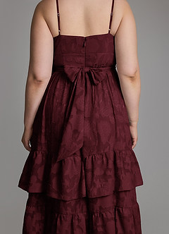 Azazie Nathalia Vestidos para Prova em Casa Vestido Cabernet de Esgotamento Floral de Linha A com Laço image14