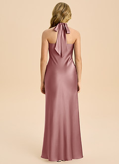 Azazie Chickie Junior Robe Fourreau en Satin extensible Plissée Rose Poussiéreuse image2