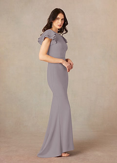 Azazie Peppermint Abiti per la Madre della Sposa Abito Sirena in Crepe Elasticizzato Increspato con Scollo a U Dusk image2