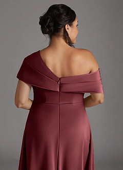 Azazie Milton vestidos de madre de la novia Vestido de Merlot de Satén Elástico de Corte En A con Plisado image10