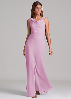 Azazie Nerine Brudtärnklänningar Klä av A-Linje i Chiffong Plisserad Godisrosa image1