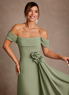 Azazie Amherst Klänningar till brudens mor Klä A-Line i Chiffong Av axeln Pistasch image6