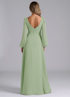 Azazie Omari Bridesmaid Dresses Dusty Sage A-Line Long Sleeve Chiffon Dress image6