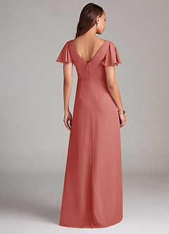 Azazie Soren Bridesmaid Dresses Antique Rose A-Line Ruched Chiffon Dress image3