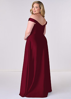 Barbie ♥ Azazie Bridesmaid Dresses Burgundy A-Line Off the Shoulder Stretch Satin Convertible Dress image8
