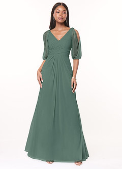 Azazie Noelia Final Sale Candy Pink A-Line Pleated Mesh Dress image1