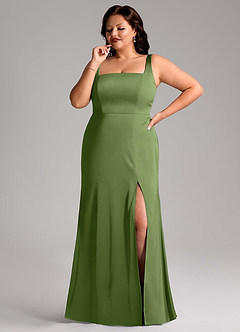 Azazie Frostine Vestidos de damas de honor Vestido de Enebro de Satén Elástico de Corte en A con Lazo image8