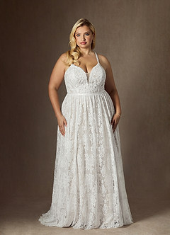 Azazie August Robes de mariée Robe Trapèze en Dentelle Blanc De Diamant image7