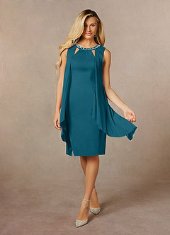 Azazie Viviana Mother of the Bride Dresses Ink Blue A-Line Sequins Mesh Dress image3