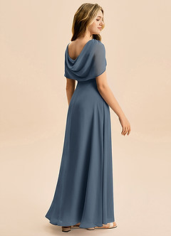 Azazie Emma Junior Jurk van Chiffon met A-Lijn Geplooid Neptunus image6