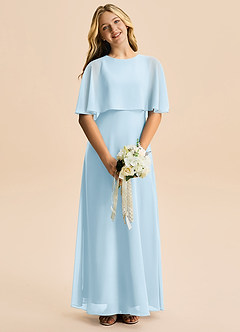 Azazie Maris Junior Abito A-Line in Chiffon Azzurro image4
