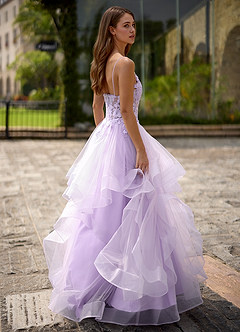 Spitze Purple Sheer Lace Prom Dress image5