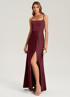 Azazie Lidia Brautjungfernkleider Meerjungfrau-Linie Seitliche Cut-Outs Stretch-Satin Kleid Cabernetrot image3