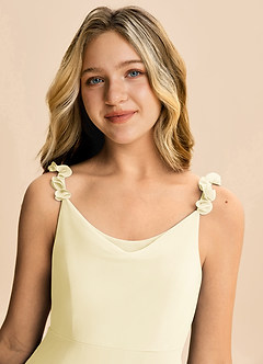 Azazie Elodie Junior Lemon Sorbet A-Line Chiffon Dress image2
