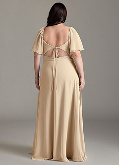 Azazie Chloe Robes de demoiselle d'honneur Robe Trapèze en Mousseline de soie Encolure en Forme de Cœur Champagne image8