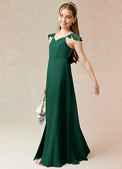Azazie Everett Junior Emerald A-Line Chiffon Dress image3