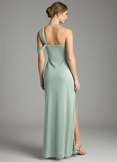 Azazie Tati Jurken voor bruidsmeisjes Jurk van Mesh met Kolom Off the Shoulder Agave image5