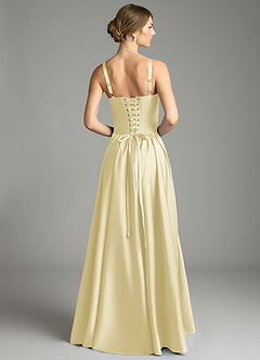 Azazie Evadina Suknie dla druhen Linia A Gorset Satyna elastyczna Do ziemi Sukienka image2