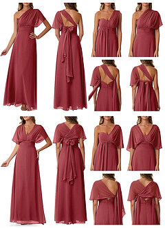 Azazie Fifi Bridesmaid Dresses Pomegranate A-Line Strapless Chiffon Convertible Dress image10