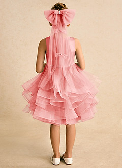 Azazie Tinie Flower Girl Dresses Coral Ball-Gown Bow Tulle Dress image6