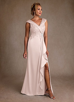 Azazie Santa Monica Mother of the Bride Dresses Blushing Pink A-Line Lace Dress image1
