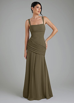 Azazie Toya Bridesmaid Dresses Willow Green A-Line Corset Chiffon Dress image4