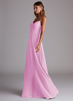 Azazie Marley Bridesmaid Dresses Candy Pink A-Line Off the Shoulder Chiffon Convertible Dress image6