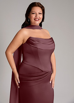 Azazie Sorrel Bridesmaid Dresses Sangria Mermaid Strapless Stretch Satin Convertible Dress image10