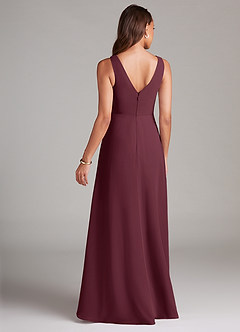 Azazie Nelly Bridesmaid Dresses Cabernet A-Line Pleated Chiffon Dress image5